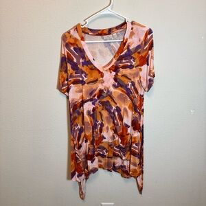 LOGO by Lori Goldstein Multicolor V-Neck Tunic‎